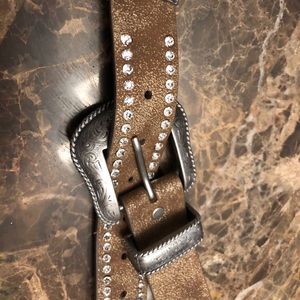 Bke genuine leather rhinestone belt medium